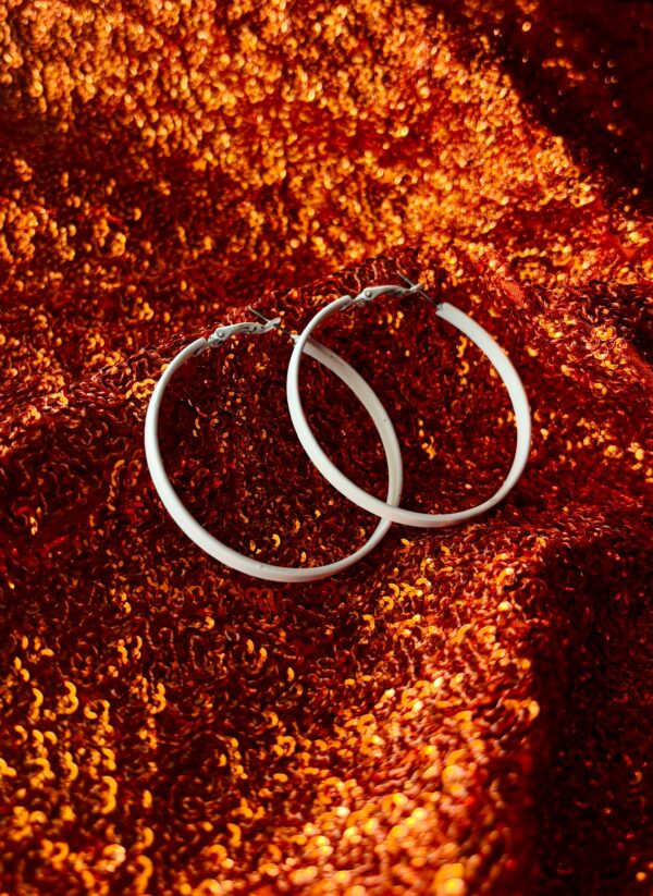 White Plated hoop Earrings - Image 2
