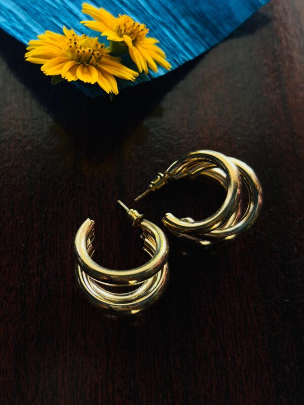 Gold-Plated Circular Half Hoop Earrings