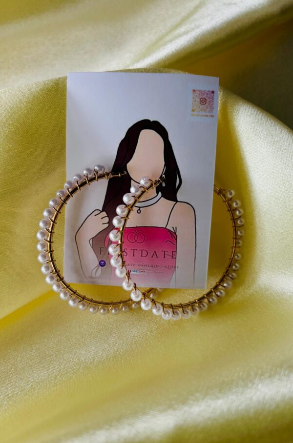 Gold Plated Lightweight Round Pearl Hoop Earrings